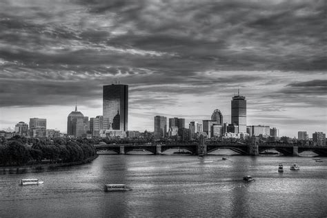 Boston Skyline Sunset Over Back Bay in BW Photograph by Joann Vitali - Pixels