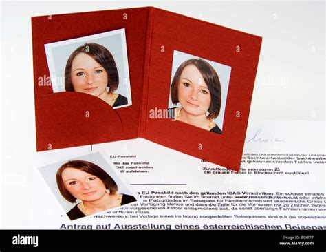 passport photograph for application of an Austrian passport Stock Photo ...