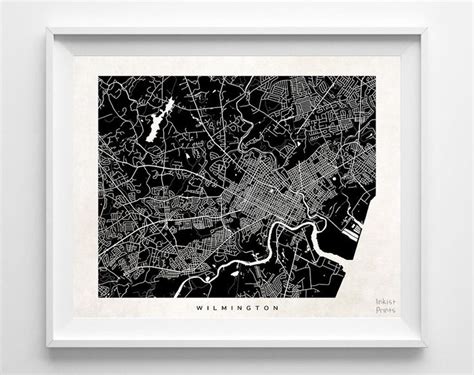 Wilmington, Delaware Street Map Horizontal Print | Street map art ...