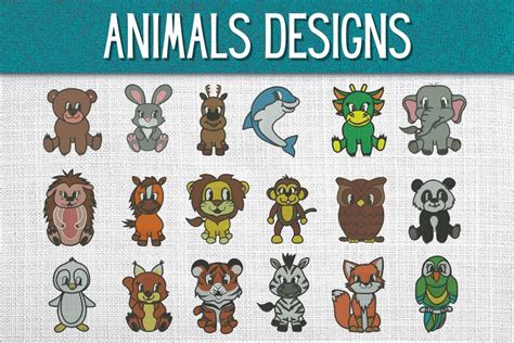 Animals Embroidery Designs | Animal Illustrations ~ Creative Market