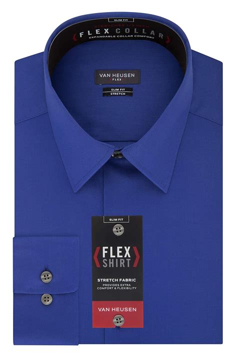 Mens Van Heusen Slim Fit Flex Spread Collar Dress Shirt - FitnessRetro