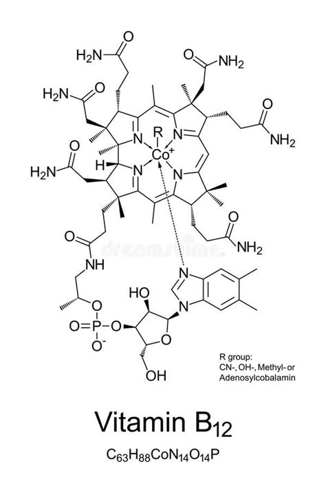 Vitamin B12 Molecule With Chemical Formula Stock Illustration ...