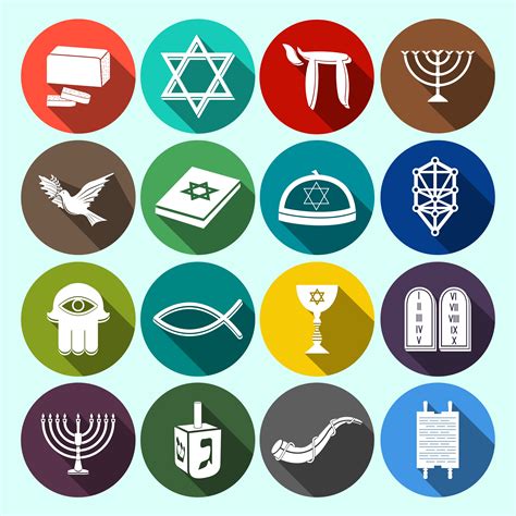 Judaism Icons Set Flat 453317 Vector Art at Vecteezy