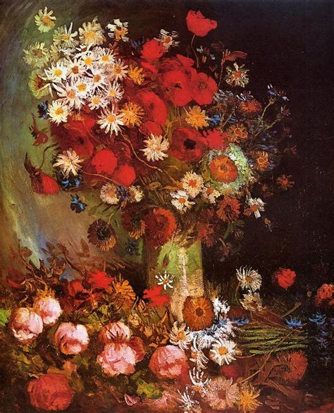 Vase with Poppies, Cornflowers, Peonies and Chrysanthemums, 1886 ...