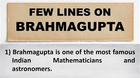 10 Lines on Brahmagupta in English | Few Lines about Brahmagupta - YouTube