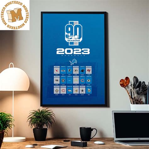 Detroit Lions 90 Seasons NFL 2023 Schedule Home Decor Poster Canvas ...