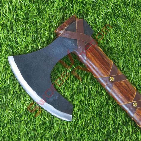 Hand Made Celtic Axe, New Ragnar Style Viking Axe with Rose Wood Shaft ...