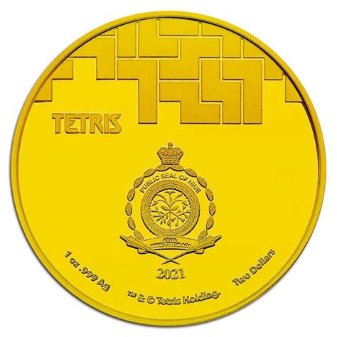 Niue. 2 Dollars 2021 Tetris St. Basil's Cathedral - Red Colorized Gold Gilded Coin, 1 Oz (.999 ...