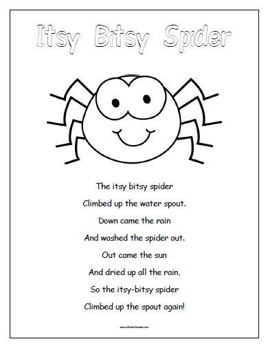 Itsy Bitsy Spider | Nursery rhymes preschool crafts, Nursery rhymes lyrics, Nursery rhymes preschool