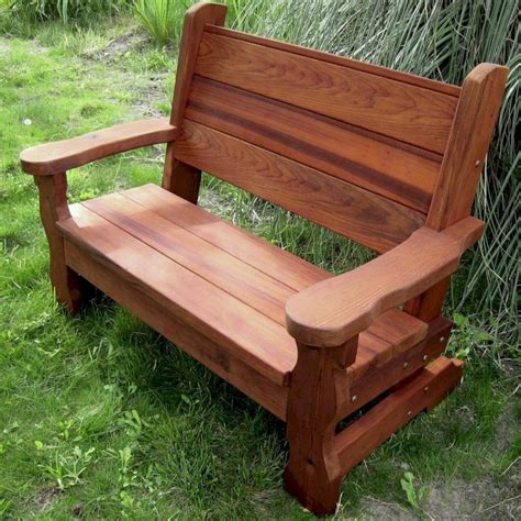 Rustic Wood Bench with Back for Garden Seating | Forever Redwood