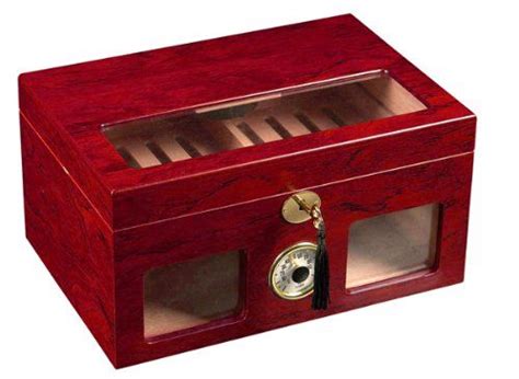 Cigar Humidor - Red Wood Color Clear Top and Front View Display Storage Box | Cigar humidor ...