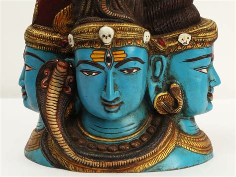 11" Tri-Murti and Devi Brass Sculpture | Handmade | Made in India ...