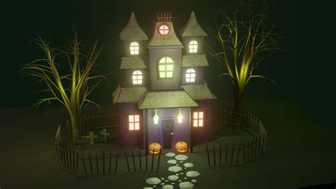 Halloween Haunted House Spooky Low Poly Model 3D Model - TurboSquid 1967013