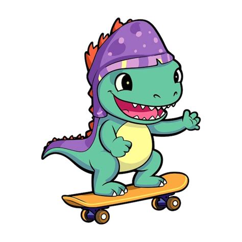 Premium Vector | Cute dinosaur skate design vector illustration ready for print on tshirt ...