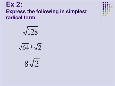 Square Root of 128 in Simplest Radical Form