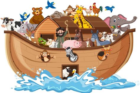 noah's ark with animals on the boat