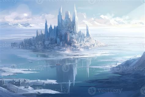 Castle city on ice island. Generate Ai 23115654 Stock Photo at Vecteezy