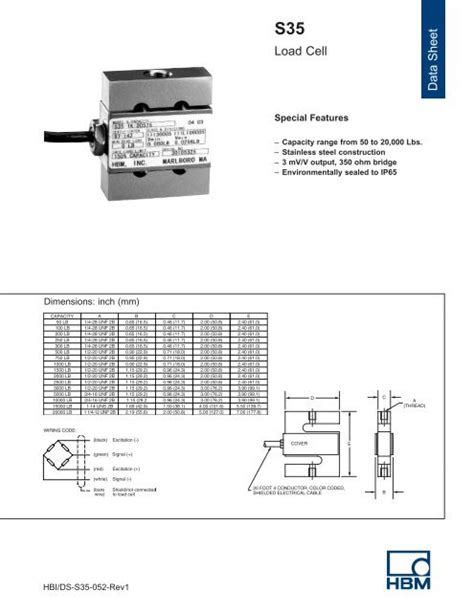 Load Cell Data Sheet