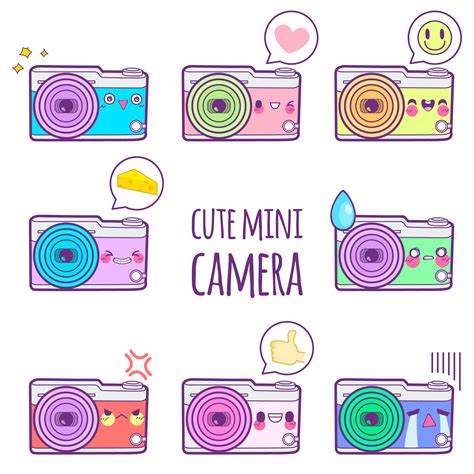 cute camera sticker emoticon 465324 Vector Art at Vecteezy