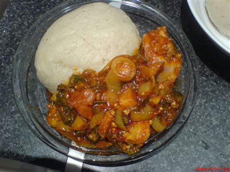 Banku with Chopped Okro Stew - spicyfafa