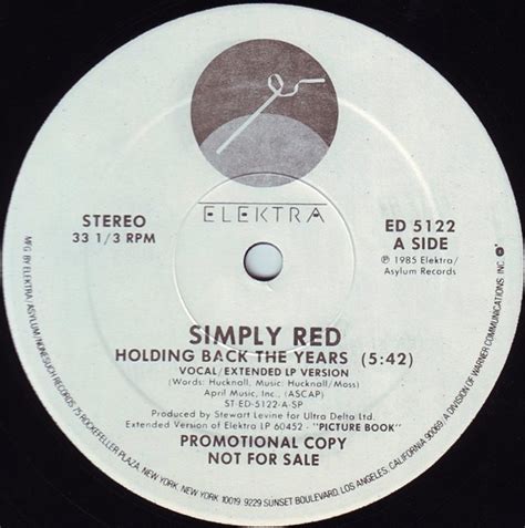 Simply Red – Holding Back The Years – Vinyl (12", 33 ⅓ RPM, Promo ...