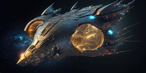 Premium Photo | Biomechanical starship traveling through space scifi ...