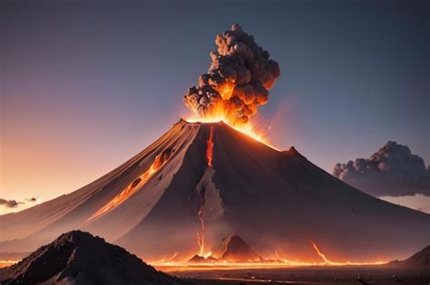 Premium Photo | A volcano with a cloud of smoke coming out of it