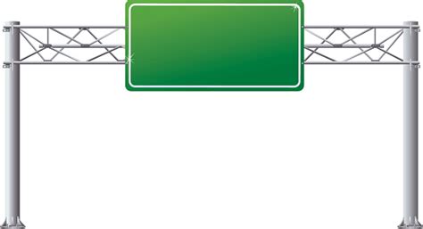 Empty Overhead Directional Highway Road Sign On Posts Stock Illustration - Download Image Now ...