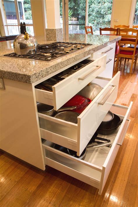 Contemporary kitchen with 3 drawer stack. Perfectly located under ...