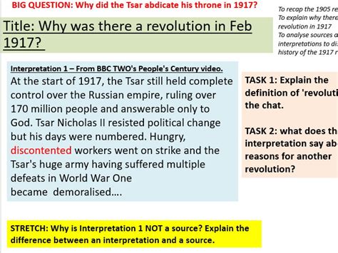 Russian Revolution: Lesson 2 - February Revolution 1917 causes ...