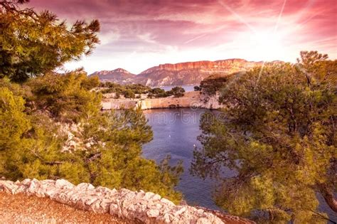 Bright Beautiful Sunset at Sea, the French Riviera, the Calanques Stock Image - Image of orange ...