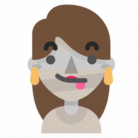 Emoji, female, halloween, horror, monster, mummy, tongue icon ...