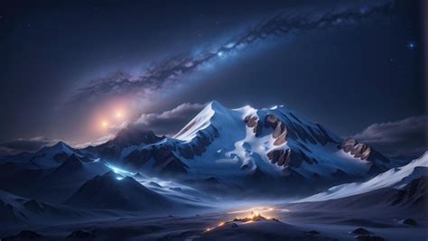 Premium AI Image | Starry Mountain A Mystical Night in Space