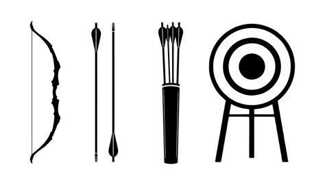 complete set of bow and arrow silhouette, archery vector icon 8962736 Vector Art at Vecteezy