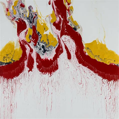 Large White,Red and Yellow Abstract Print of Modern Painting ...