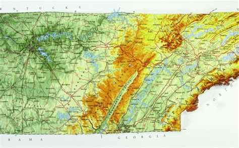 Tennessee Raised Relief 3D map – RaisedRelief.com