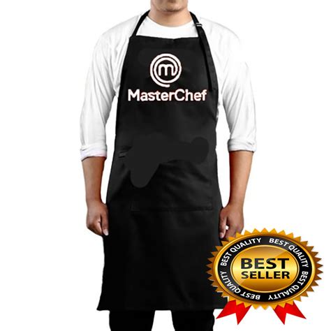 Jual APRON MASTERCHEF CELEMEK BORDIR LOGO MASTER CHEF BAHAN AMERICAN DRILL | Shopee Indonesia