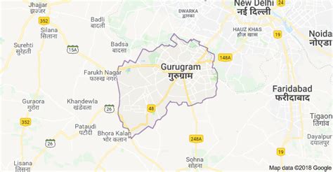 Map of Gurugram, Haryana | Map, City map, Faridabad