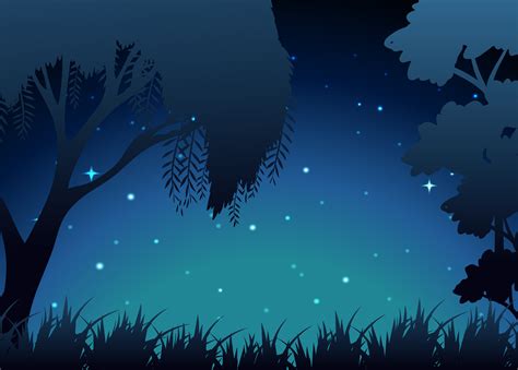 Scene of forest at night 294975 Vector Art at Vecteezy