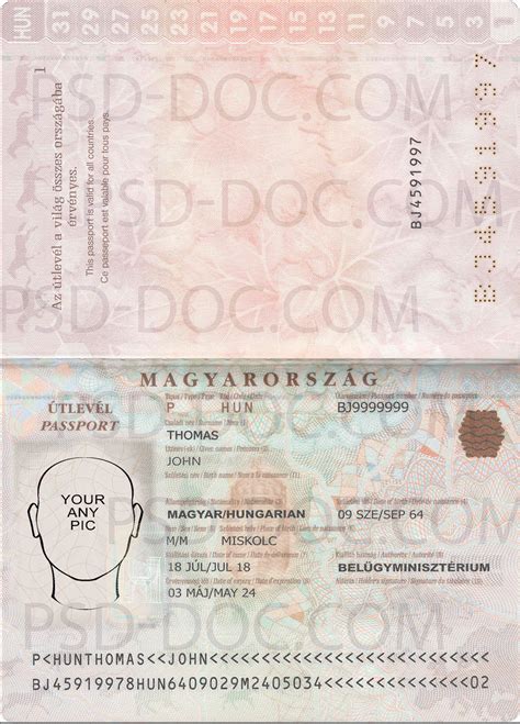 Hungarian passport 2012 PSD - PSD Store