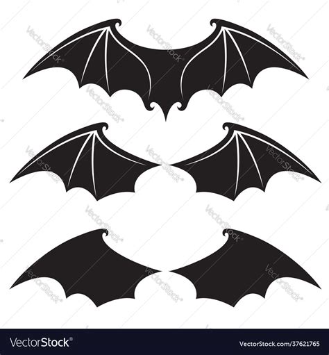 Set bat wings Royalty Free Vector Image - VectorStock