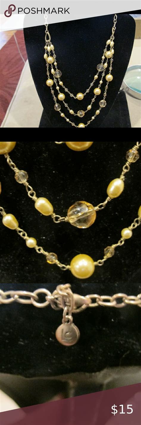 LC 3strand beaded gold pearl and crystal necklace | Lc jewelry, Crystal ...