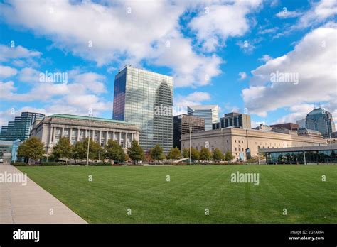 View of downtown Cleveland skyline in Ohio USA Stock Photo - Alamy