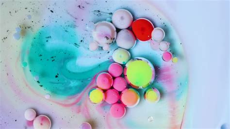 Abstract Acrylic Paint Spread Blast Explode Galaxy. Bright colored bubbles sparkling., Stock Footage