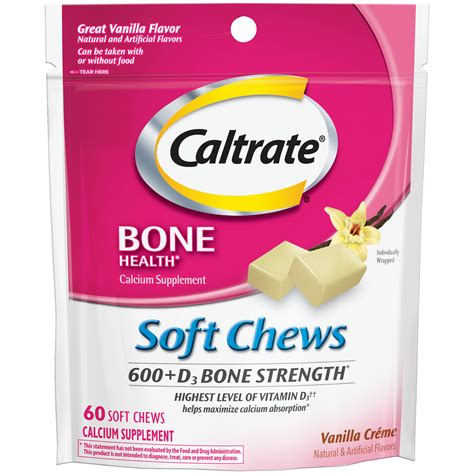 Caltrate Bone Health 600+D3 Vanilla Calcium Soft Chews, 60 Ct - Walmart.com - Walmart.com