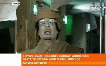 Libya's Muammar Gaddafi Gives A Psychopathic Speech to His People ...