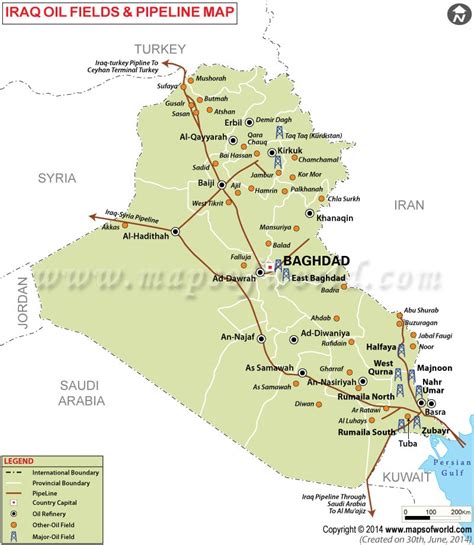 Iraq Oil Pipelines Map | Oil Fields and Refineries in Iraq