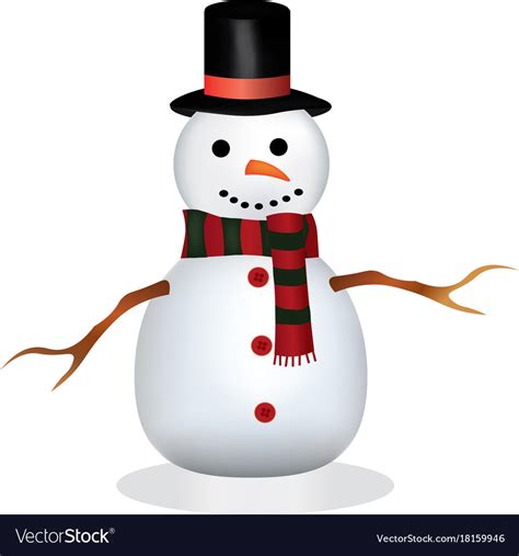 Snowman with hat and scarf Royalty Free Vector Image