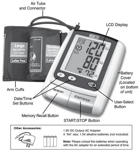 ReliOn Premium Arm Blood Pressure Monitor Manual WMTBPA-845