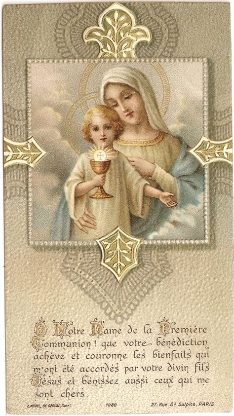 French Antique Holy Prayer Card Mary & Baby Jesus Litho with from Vintage Paper Attic | Vintage ...